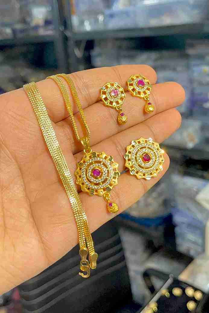 Gold Plated Pendant With Tops Ad Adjustable Ring Combo